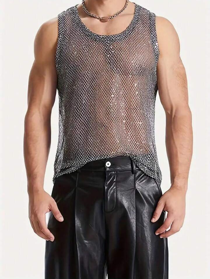 Bonga Boys men's sequin mesh tank top